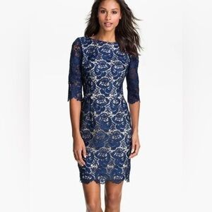Eliza J Embroidered Lace Overlay Sheath Dress - Size 6